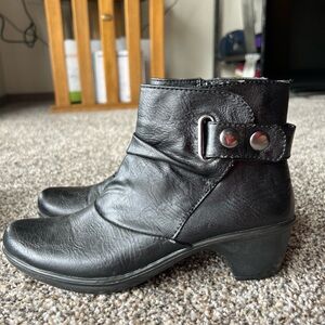 Black Ankle Boots Easy Street Women's Size 6.5 M Black Leather Shoes Value~76$